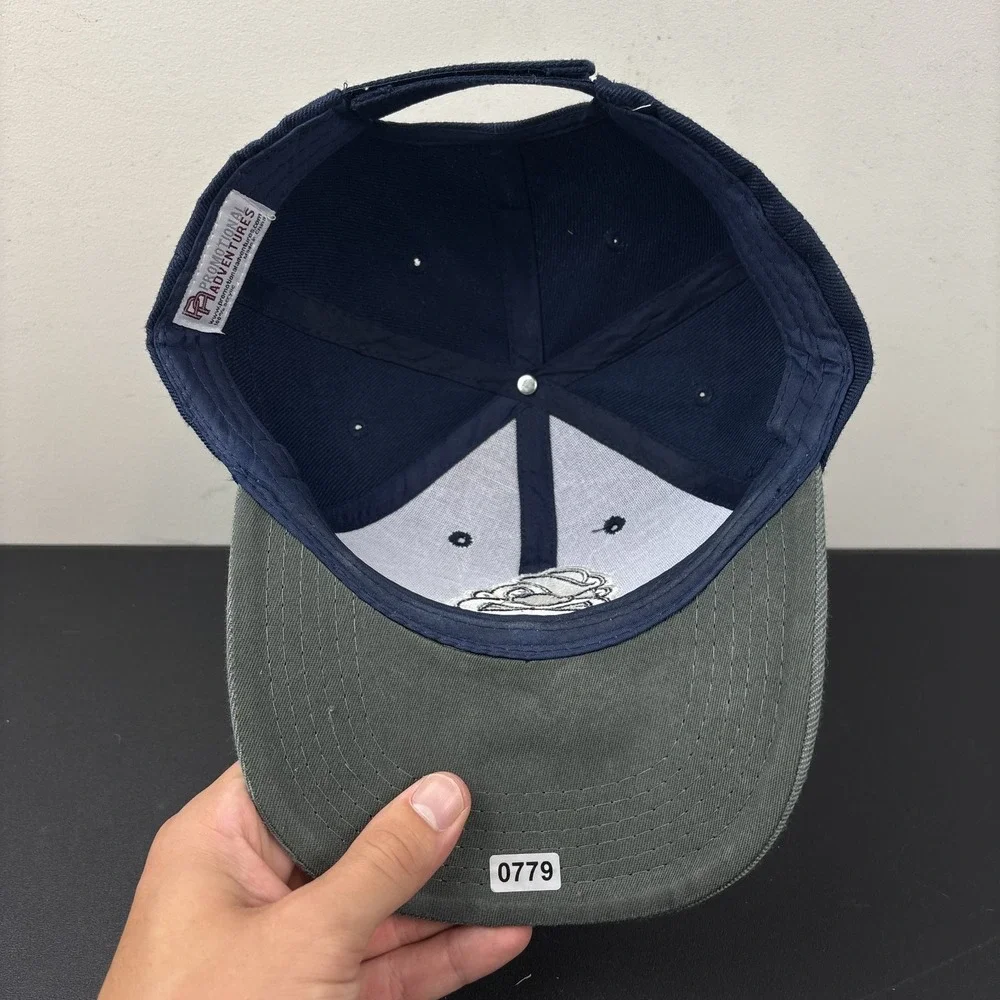 Wingstop Logo Strapback Hat Navy Blue Grey Employee Promo Mascot Adjustable Cap